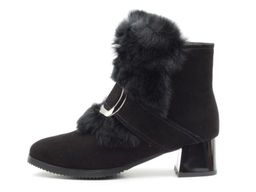 04-JM715-2 BLACK Ботинки женские (натуральная замша, натуральный мех (полностью)) - Фабричный китай фото 7