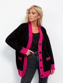 JETTY Кардиган вязаный на пуговицах оверсайз