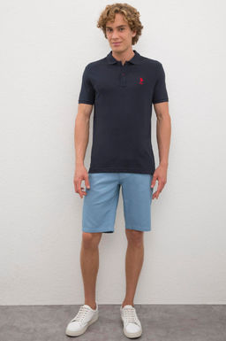 Мужская базовая футболка темно-синего цвета с воротником поло Неожиданная скидка в корзине - U.s. polo assn фото 4