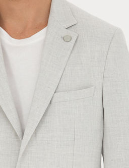 A__k Gri Ex. Slim Fit Keten Kar___ml_ Ceket