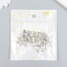 Декор для творчества металл "Чертополох" набор 5 шт серебро 2,6х4,6 см