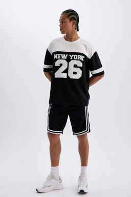 DeFactoFit Спортивная футболка оверсайз с круглым вырезом и спортивным принтом из плотной ткани с короткими рукавами  фото 2