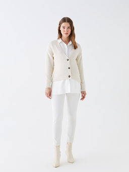 V Yaka D?z Uzun Kollu Hamile Triko H?rka