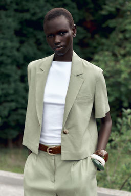 SHORT SLEEVE LINEN BLEND BLAZER - Zara фото 12