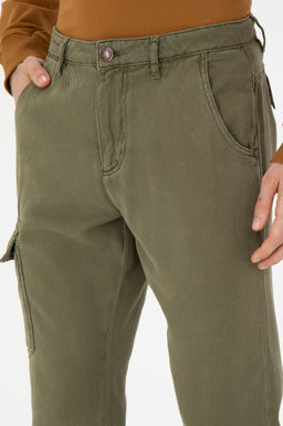 Erkek Jogger Fit Haki Kanvas Pantolon