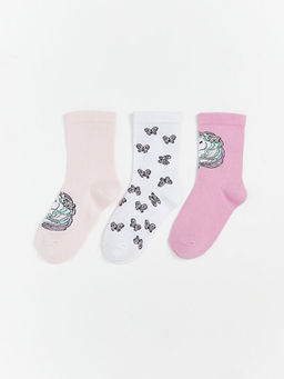 Desenli K?z ?ocuk Soket ?orap 3l?