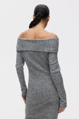 Vestido off-the-shoulder en punto fino - H&m фото 4