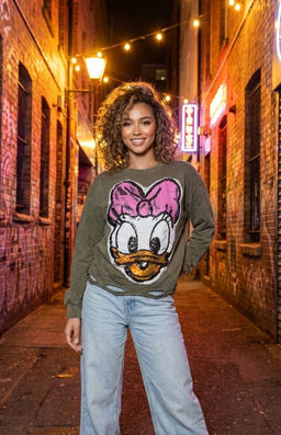 K13343 Свитшот с пайетками ХАКИ