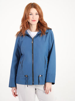 Ветровка с кулиской на талии женская синяя
