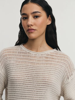 Джемпер ажурной вязки из хлопка / Zarina  фото 7