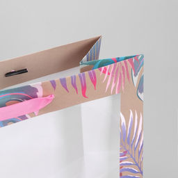 Пакет подарочный крафтовый с пластиковым окном, упаковка, Нежность, 31?26?11 см