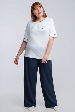 Арт. 10102 Пижама с брюками 44-54 (6 шт) Цвет:верх-белый,низ-темно-синий - Калинка фото 2