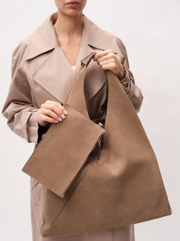 Замшевая сумка Luna DBR 31373 серо-коричневый  фото 7