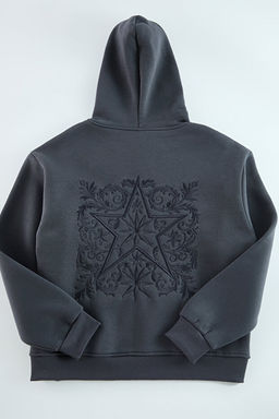 Antrasit Oversize/Geni_ Kesim S_rt_ Nak__ Detayl_ Kap__onlu Sweatshirt TMNAW25SW00142 - Trendyolmilla фото 2