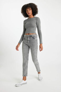 Lina Comfort Mom Fit Высокая удобная посадка Легкие джинсовые брюки с тонкой талией длиной до щиколотки - Defacto фото 5