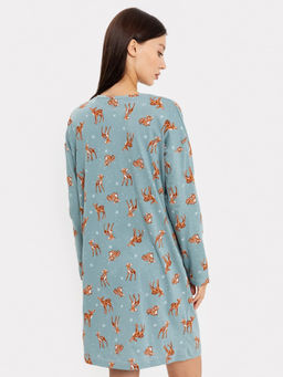 Сорочка ночная женская зеленая с принтом в виде милых оленей - Mark formelle фото 3