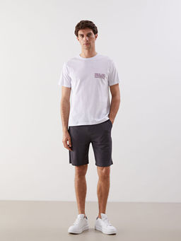 Bisiklet Yaka K?sa Kollu Bask?l? Penye Erkek Ti??rt