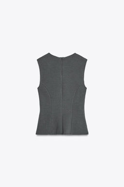 INTERLOCK PEPLUM TOP - Zara фото 6