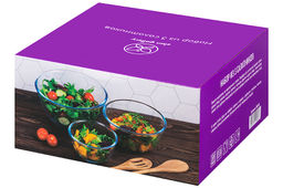 Набор салатников 3 пр. 800 мл 15*15*8 см + 1,6 л 19*19*9,5 см + 2,7 л 23*23*11 см "Crystal glass"