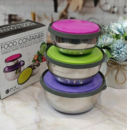 Набор мисок из нержавеющей стали с крышками - Zebo фото 4