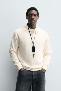 TEXTURED WEAVE POLO SHIRT WITH ZIP - Zara фото 2