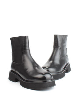 04-HJM396 BLACK Ботинки зимние женские (натуральная кожа, натуральный мех)