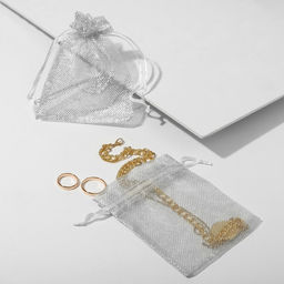 Цена за 100 шт. Мешочек подарочный Тиснение, 10х12, цвет бело-серебристый - Simaland фото 2