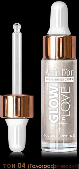 Alvin Dor HL-03 Жидкий хайлайтер GLOW in LOVE drop тон 04 голографический 15мл