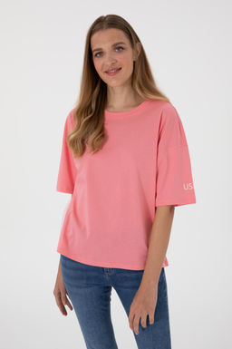 Kad_n Pembe Oversize Bisiklet Yaka Ti__rt Sepette S_rpriz _ndirim - U.s. polo assn фото 4