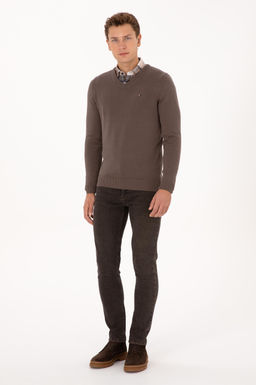 Erkek Slim Fit V Yaka Vizon Basic Kazak - U.s. polo assn фото 4