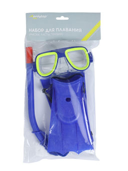 Набор для плавания детский ONLYTOP: маска, трубка, ласты безразмерные, цвета МИКС