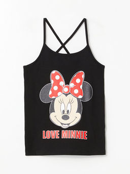 U Yaka Minnie Mouse Bask?l? K?z ?ocuk ?ortlu Pijama Tak?m? - Waikiki фото 2