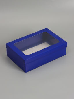 Цена за 5 шт. Коробка складная, крышка-дно «Синяя», с окном 30×20×9 см