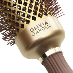 Olivia Garden Термобрашинг для укладки волос / Expert Blowout Shine Wavy Bristles Gold & Brown, 55 мм, коричневый