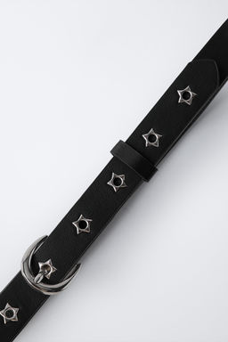 LEATHER EFFECT BELT WITH STAR EYELETS - Zara фото 7