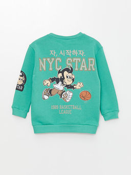 Bisiklet Yaka Uzun Kollu Nostaljik Maymun Bask?l? Erkek Bebek Sweatshirt - Waikiki фото 2