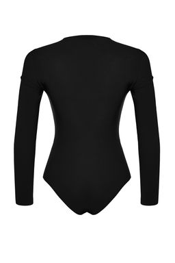 Siyah Cut Out ve Buzgu Detayl? Fitted/Vucuda Oturan Esnek C?tc?tl? Orme Body TWOAW22BD0047