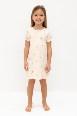 К 1180/айвори,голубика и цветы сорочка ночная для дев