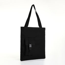 Сумка-шопер на молнии, из текстиля, цвет чёрный