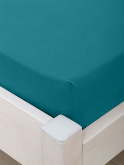 Простыня на резинке из поплина гладкокрашеного - Темно-бирюзовый 160х200х25