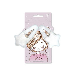 Набор заколок для волос клик-клак, текстильные, арт. 71751 / 10 ПУШИСТЫЕ ЗВЕЗДОЧКИ (в наборе: 2шт.