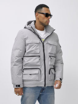 Куртка спортивная мужская зимняя с капюшоном светло-серого цвета 3222SS - Wonderrman фото 10
