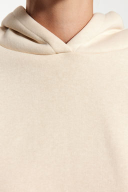 Ac?k Tas Kal?n Ici Polarl? Rahat Kesim Crop Ispanyol Kol Kapusonlu Orme Sweatshirt TWOAW24SW00284