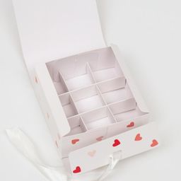 Цена за 5 шт. Подарочная коробка сборная с окном I LOVE YOU, 11.5×11.5×5 см