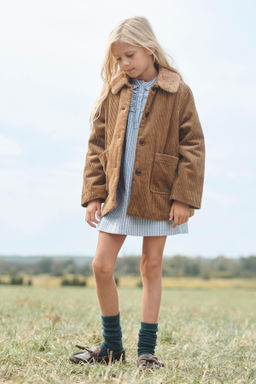 CORDUROY COAT WITH FAUX FUR PETER PAN COLLAR LIMITED EDITION
