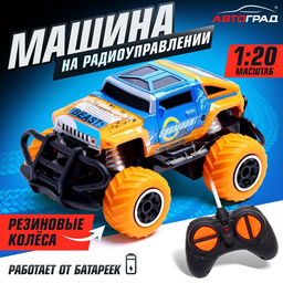 Машинка на пульте управления Джип. Граффити, работает от батареек, цвет оранжевый