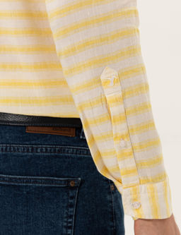Sar_ Keten Kar___ml_ Slim Fit Uzun Kollu G_mlek