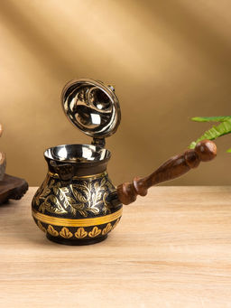 Цена за 2 шт. Турка Чёрное золото, 400 мл, латунь, с крышкой и деревянной ручкой - Simaland фото 2