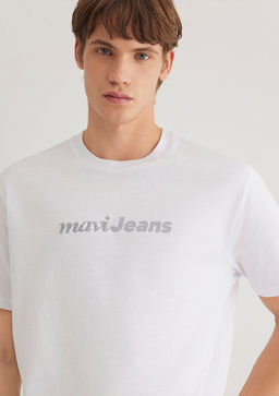 Mavi Jeans Bask?l? Beyaz Tisort