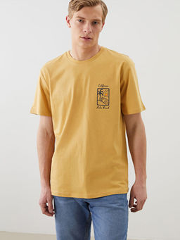 Bisiklet Yaka Bask?l? Erkek Ti??rt